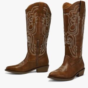 Mysoft Women's Wide Calf Cowboy Boots